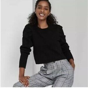 Wild Fable Women's Puff Sleeve Crop Pullover Sweater